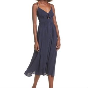 Soprano Navy Tie Front Midi Dress